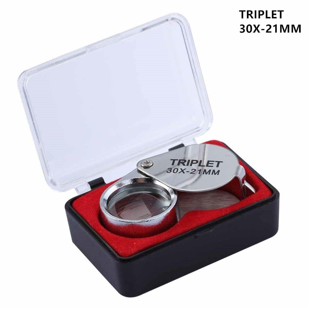 Mini Jewelry Magnifying Glass Folding Reading Magnifier Portable 10-30X Pocket Loupe  Jewelers