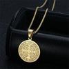 Medaglia Sacra di San Benedetto Ciondolo Colore Oro Acciaio Inossidabile Croce di Gesù Collana Rotonda per Donne Uomini Gioielli alla Moda Regalo