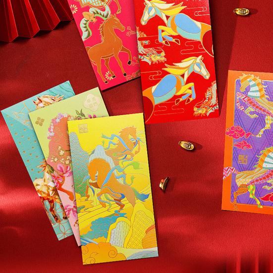 6 Stück Rote Umschlagtasche 2026 Neuer Nationaler Stil Heißprägung Prägetechnik Rote Umschläge mit Traditionellen Scherenschnittmustern