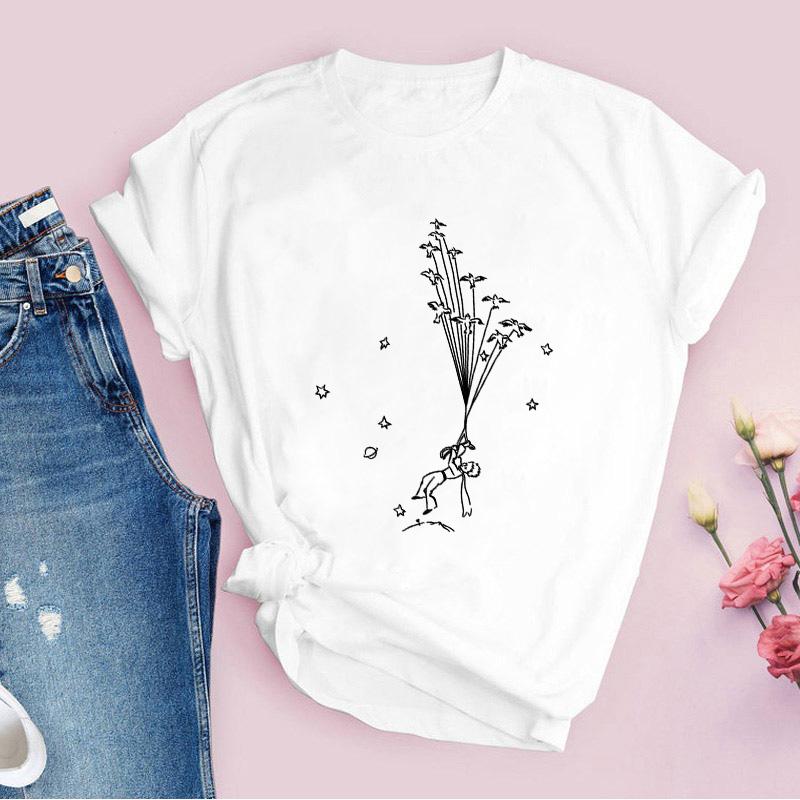 2024 New Arrival Little Prince Printed T Shirt Round Neck Short Sleeve Tshirt Female Harajuku Ladies Tshirts Casual Tee