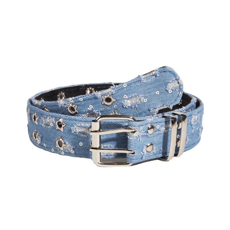 

All-match Ladies Waist Belt Distressed Waist Straps Elegant Belt Washed Denim 1 синій