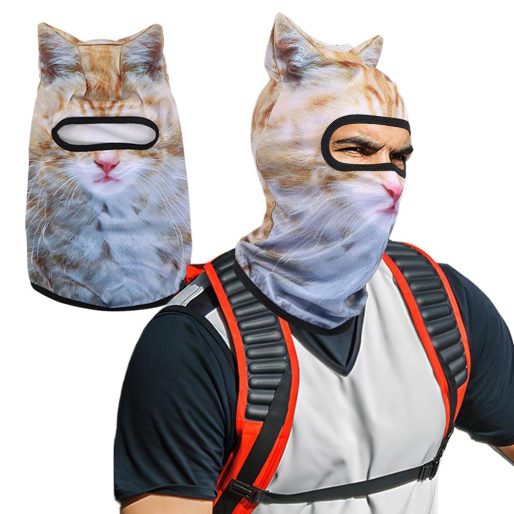 3D Cat Balaclava Cute Animal Print Balaclava with Ears Motorcycle Head Cover Multi-Function Full Face Hood Mask Cycling Headgear