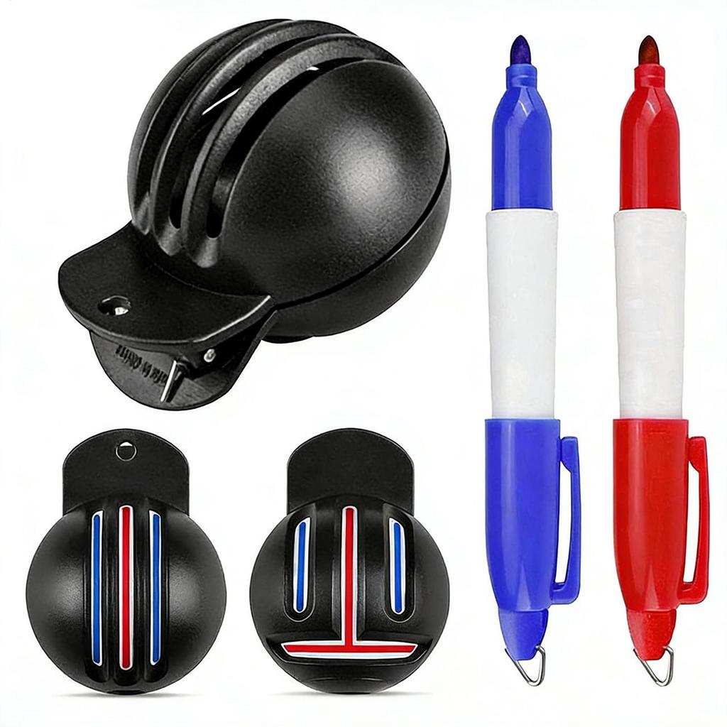 Golf Ball Stencil with Pens Smooth Writing Stamp Ball Liner Golf Marking Tools for Men Women Putting Training Practice Course