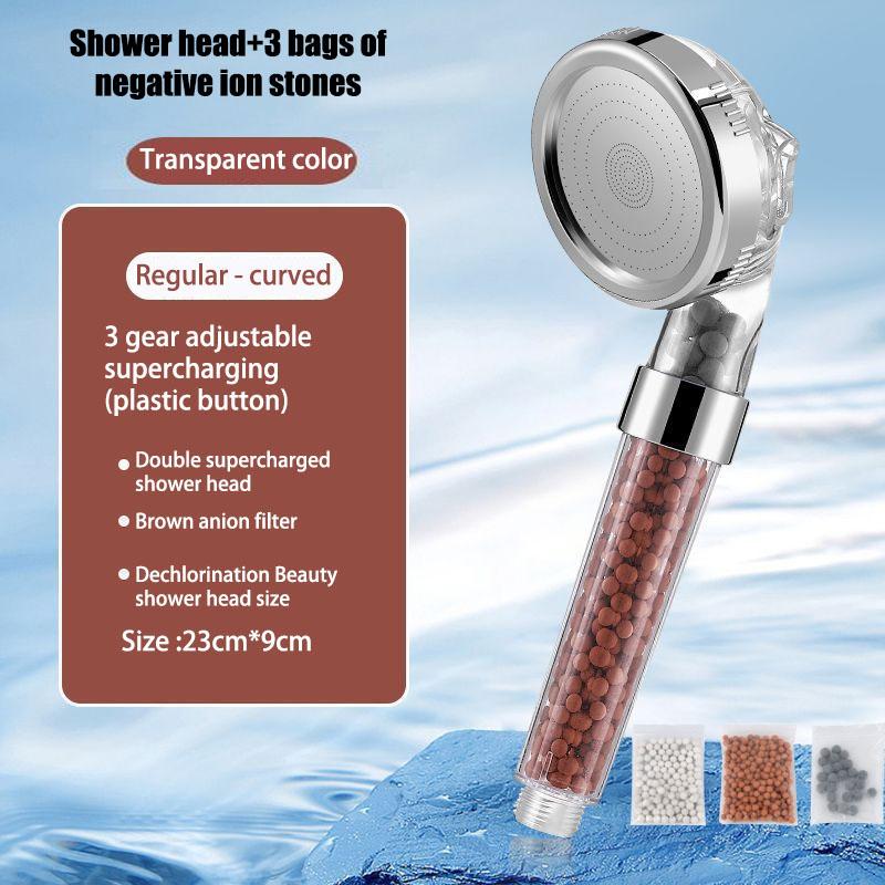 Showerhead 3-speed Adjustment Portable Shower Filter Negative Ion Stone Shower for Bathroom Items Bath Accessories Showers Parts