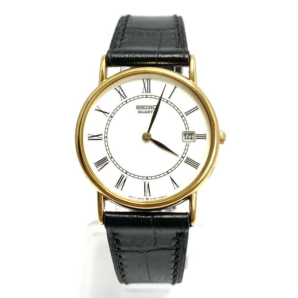 [USED] R7-1635 SEIKO 5Y39-7010 Quartz Wristwatch White