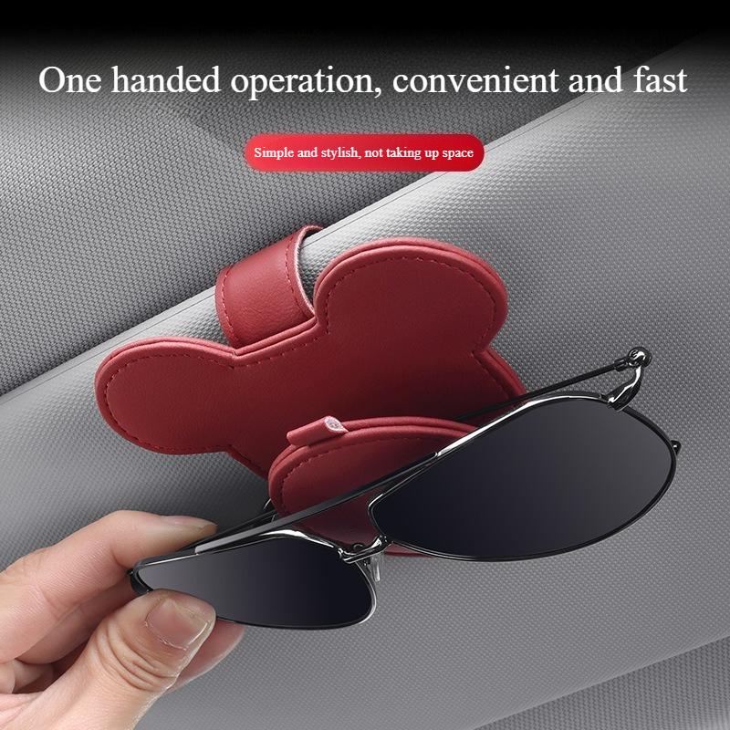 PU Leather Car Sunshade Glasses Clip Multi-functional Sheet Card Bag Sunglasses Storage Creative Ticket Clip