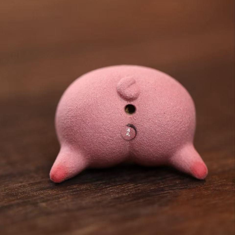Yixing Zisha Cute Puppy Piggy Butt Incense Holder - Creative Tea Pet Ornament