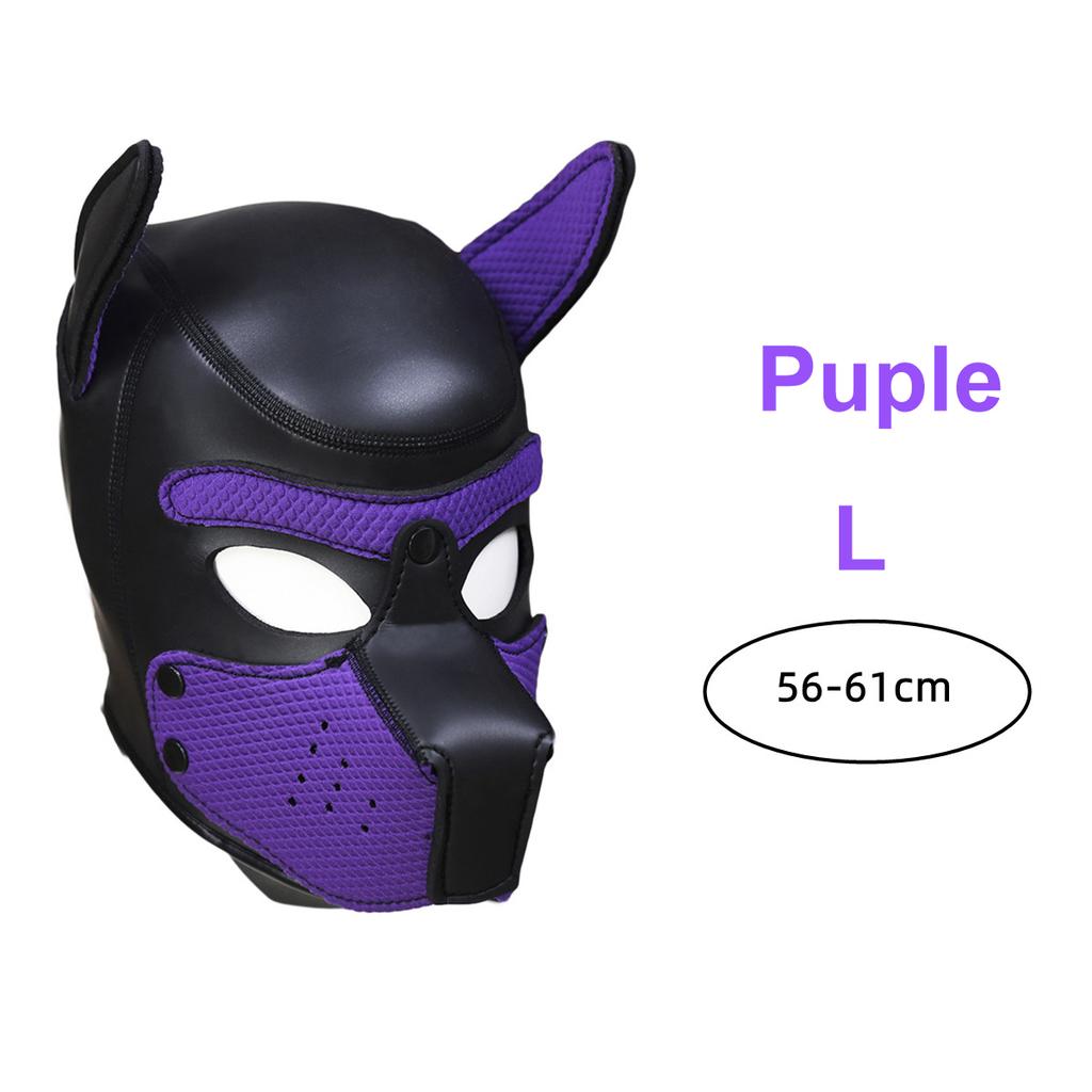 XL-Größe, brandneue, modische, gepolsterte Latex-Gummi-Rollenspiel-Hundemaske, Welpe, Cosplay, voller Kopf mit Ohren, 10 Farben, Leistung