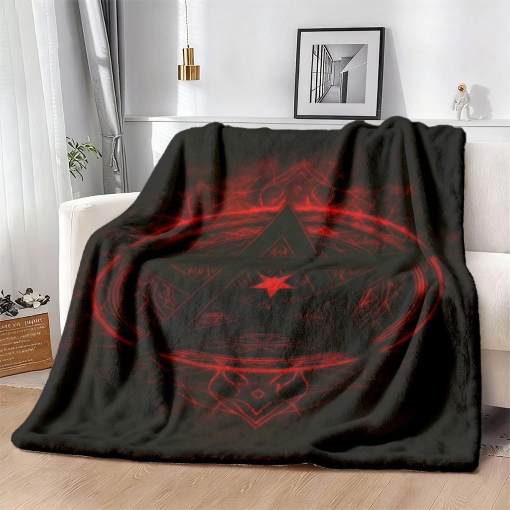 Dark Magic Themed Flannel Blanket Soft, SkinFriendly, AllSeason Comfort for Sofa, Bed, Office Low Allergy, Easy Care, Machine Washable Bold Red & Blac