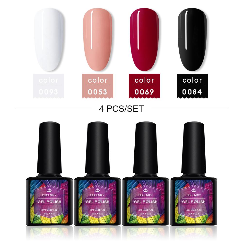 PHOENIXY 4/12/18 Farben Gel-Nagellack-Set Gel-Lack-Kit zum Einweichen der Maniküre Semi-permanente Hybridlacke Basis und Top Nail Art