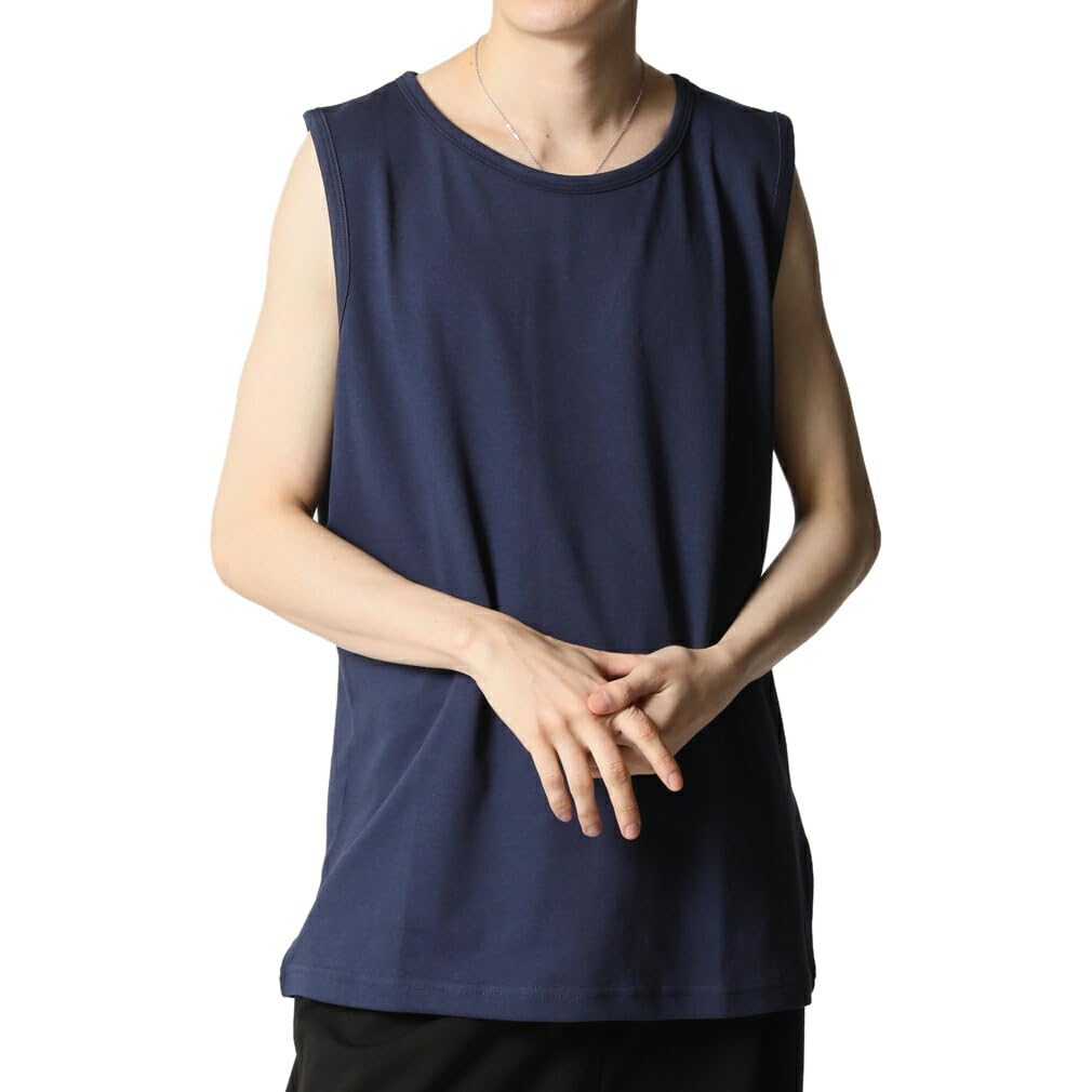 

Sleeveless Tank Dry Cool and USA Relaxed Solid LL Navy [Arcade] Men s Cool-to-the-touch Top, Quick-drying, Cotton, refreshing, Cotton, fit, Innerwear,