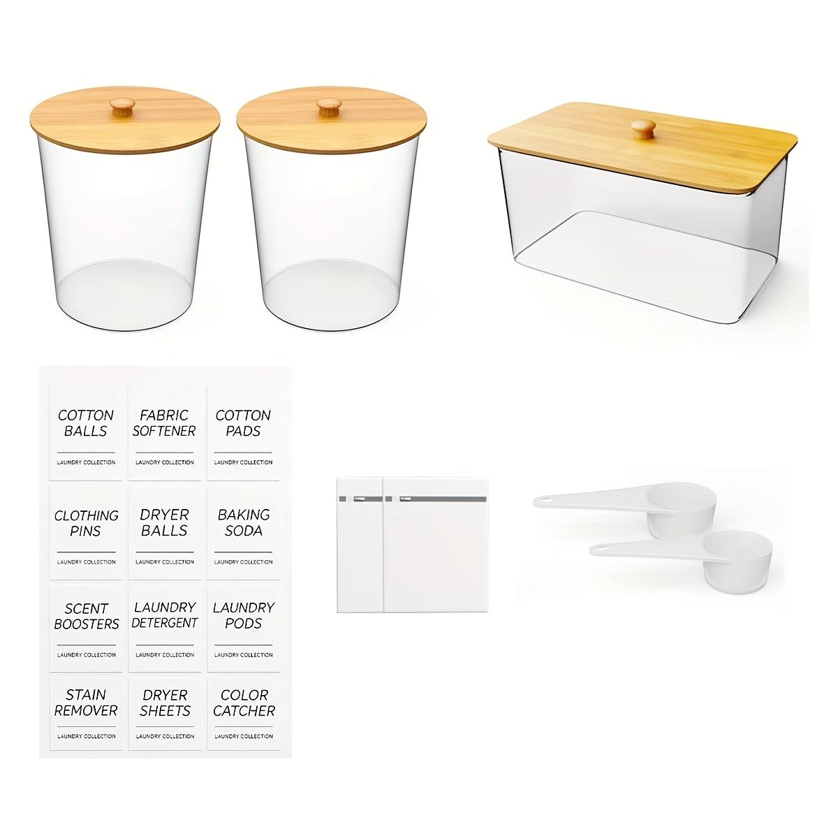 laundry room organization - Dryer Sheet Holder, Laundry Pods Container, Clear Laundry Detergent Dispenser with Scoops Labels