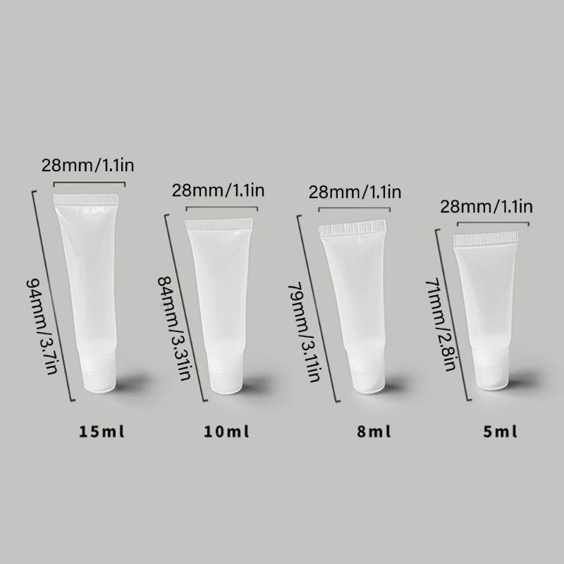 Clear Plastic Refillable Lip Balm Tubes Angled Nozzle for Precise Application Small Cosmetic Containers Empty Bottle