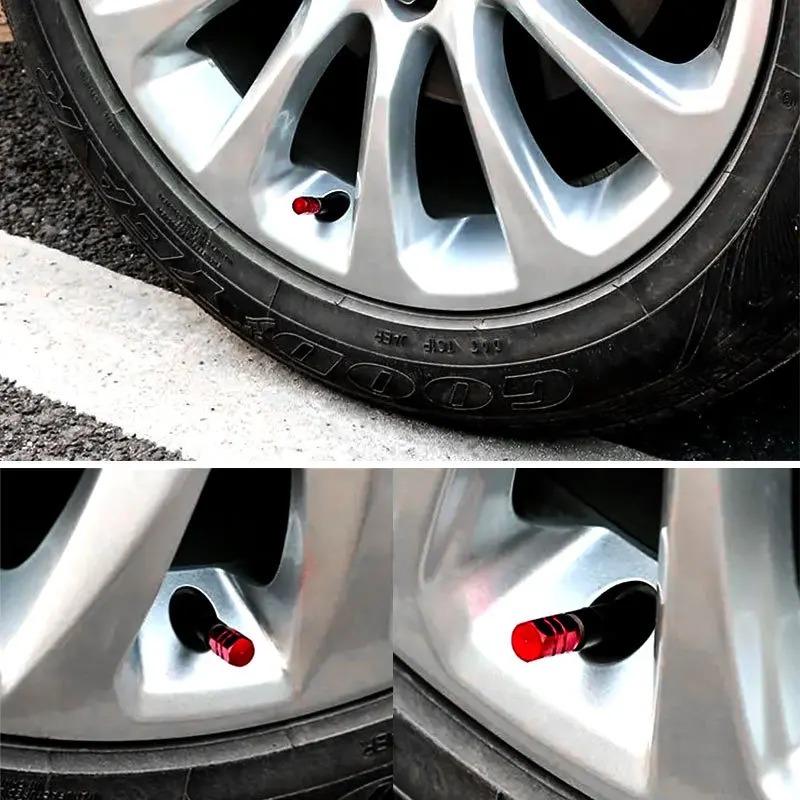 4pcs Car Tire Stem Valve Caps Aluminum Alloy Car Wheel Tire Valve Rim Stem Covers Airdust Waterproof for Automobiles Motorcycl
