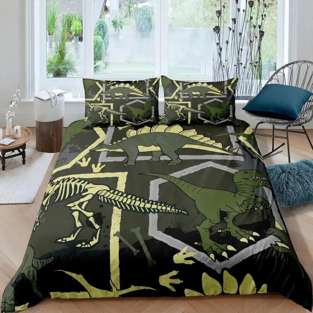 3D Dinosaur Duvet Cover Set Queen Size for Boys Dinosaur Bedding Set T-Rex Dinosaur Comforter Cover Bed Set Home Decor for Teens