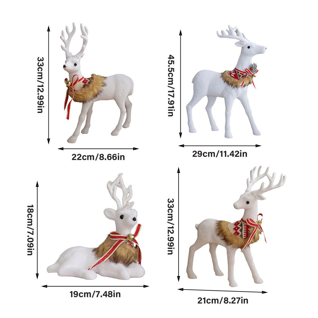 Realistic White Reindeer Ornament Durable White Reindeer Figurine Ornament For Christmas Window And Table Display
