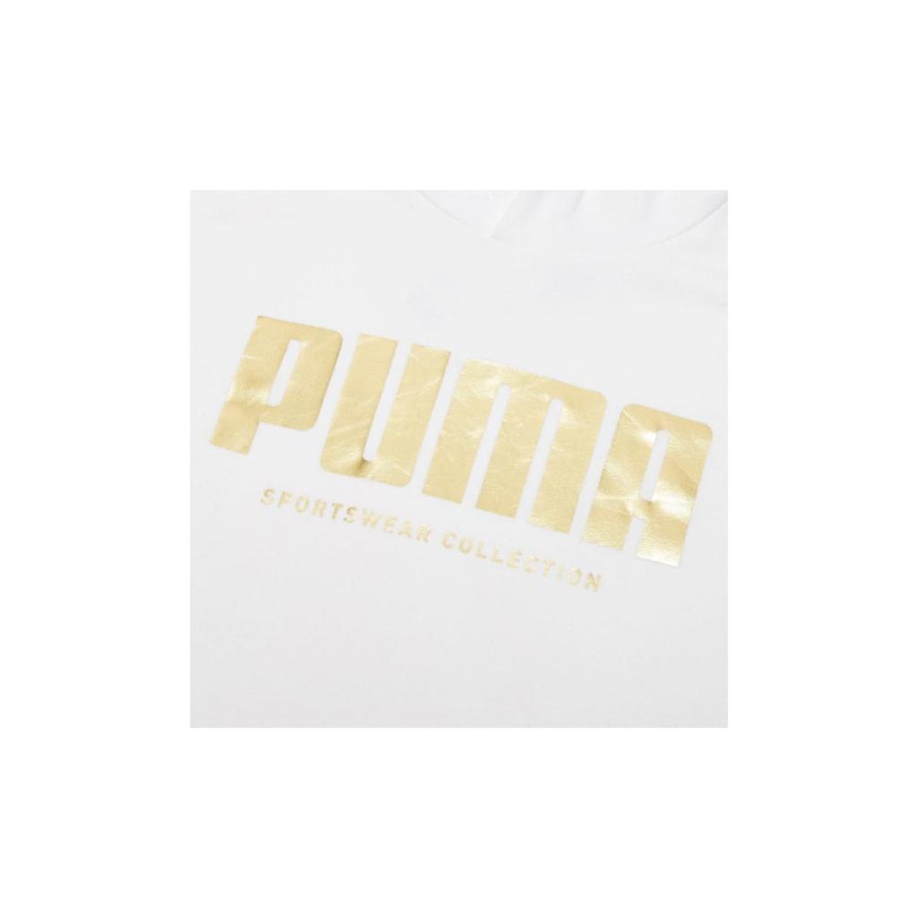 Puma Holiday Foil Print Sports Pullover Hoodie Men Tops White 586351-02