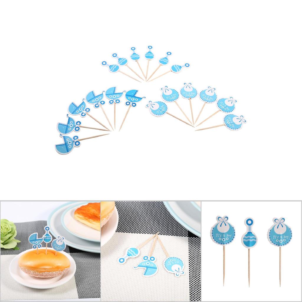18Pcs Girl Type Kids Birthday Cute Cupcake Toppers Baby Shower Cake Decorations (Pink)