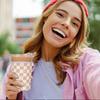 Reble Ulated Neoprene Iced Coffee Cup Sleeve, Durable Drink Sleeve for Cold Beverages, Beverage Holder for Iced Coffee, Floral Checkers