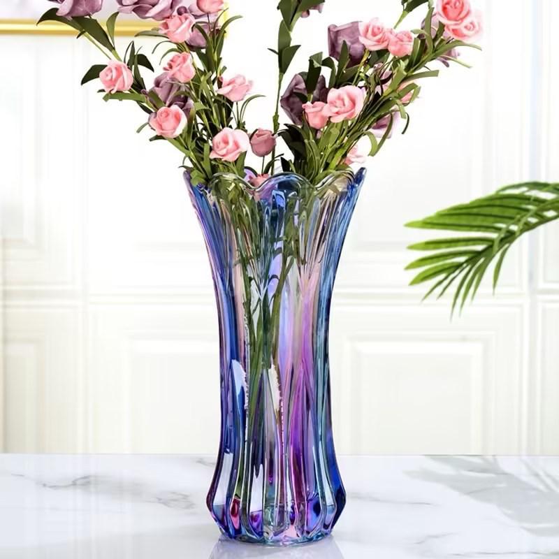 Luxuriöse, leicht transparente Glasvase für frische Blumenarrangements – Kreative hydroponische Heimdekoration