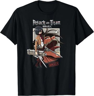 Attack On Titan Mikasa with Titan TShirt  Graphic T Shirts  Men Clothing Anime Clothes Tops  Ropa De Hombre