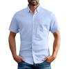 Men's Summer Oxford Cotton High-Quality Solid Color Short-Sleeved Shirt