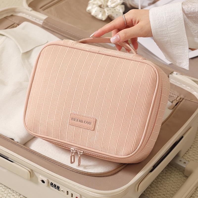 New Four Sided Handheld Makeup Bag Large Capacity Cosmetic Bag Women Travel Organizer Bags Toiletry Bag Skincare Organizer