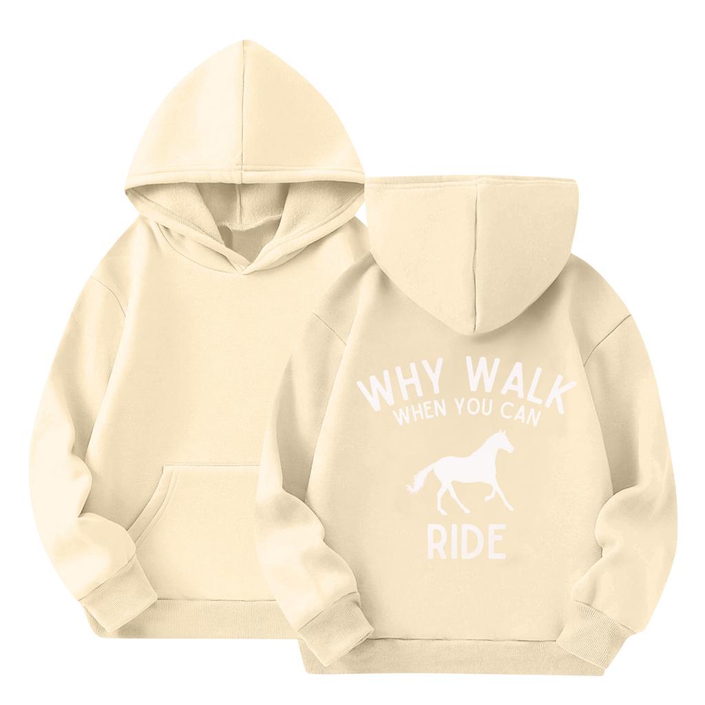 Children's Casual Round Neck Printed Pullover Long-sleeved Hooded Sweatshirt Top