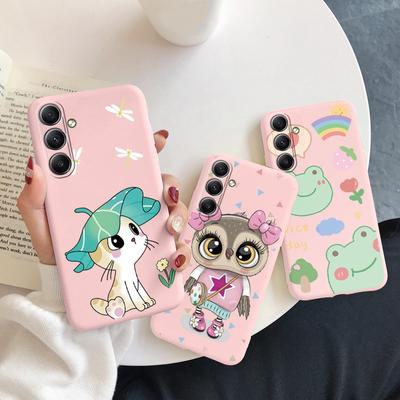 Cartoon Patterned Soft Pink Silicone Case For Xiaomi Redmi Note 13 Poco C65 Samsung A55 M35 S24 iPhone 15 Camera Shockproof Protective Bumper Cover