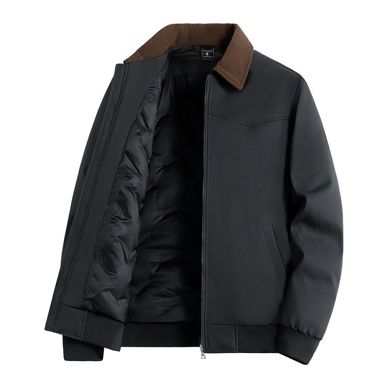 Wrinkle-resistant down jacket men s winter lapel % white duck down cold-resistant loose thickened solid color jacket M