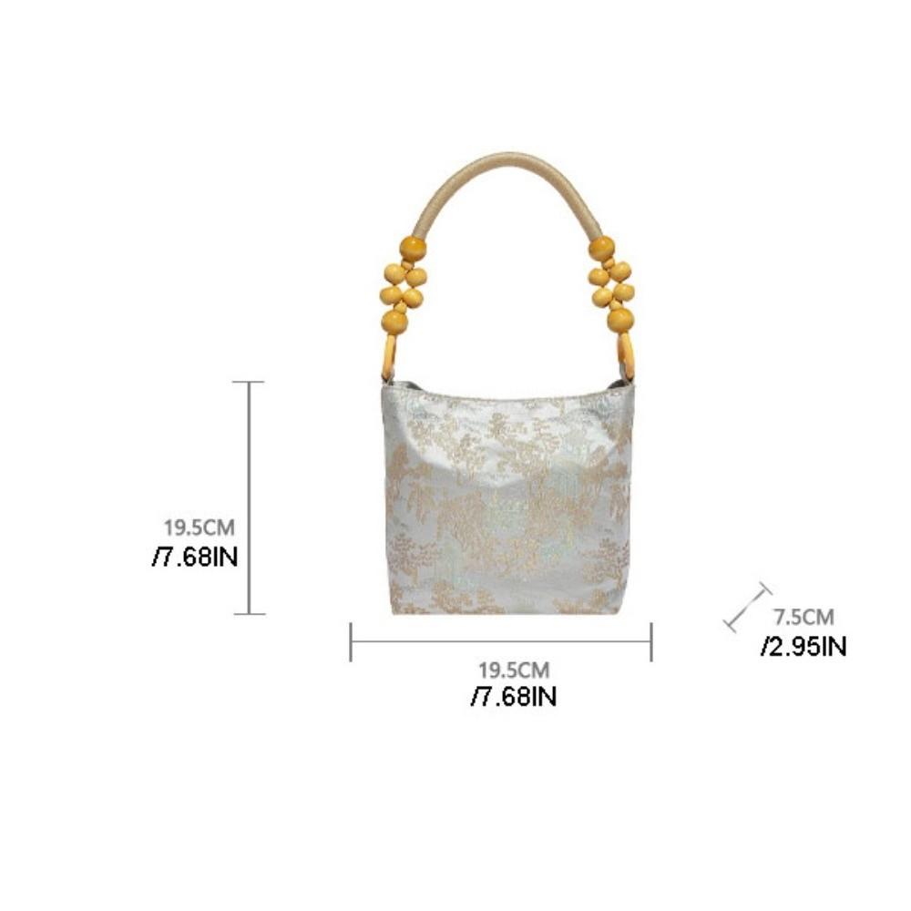 Simple Large Capacity Chinese Style Handbag Bead Sweet Embroidery Shoulder Bag Butterfly French Retro Underarm Bag Travel