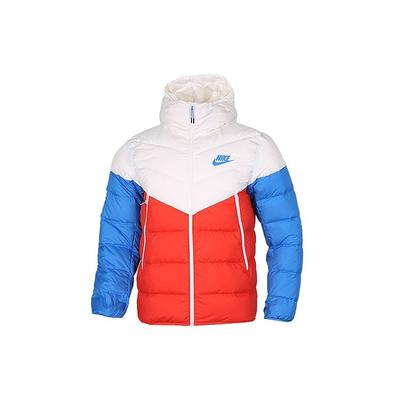 Giacca Piumino Imbottito con Cappuccio Windrunner Uomo Capispalla Rosso Blu Bianco 928834-133