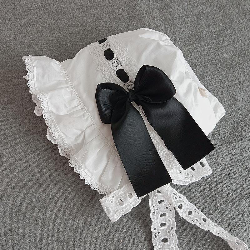 

Pilgrim Victorian Bonnet Lolita Girl Vintage Ruffles Maid Cosplay Costume Accessories Lace Bow Hat For Women Gift Pumpkin Cap