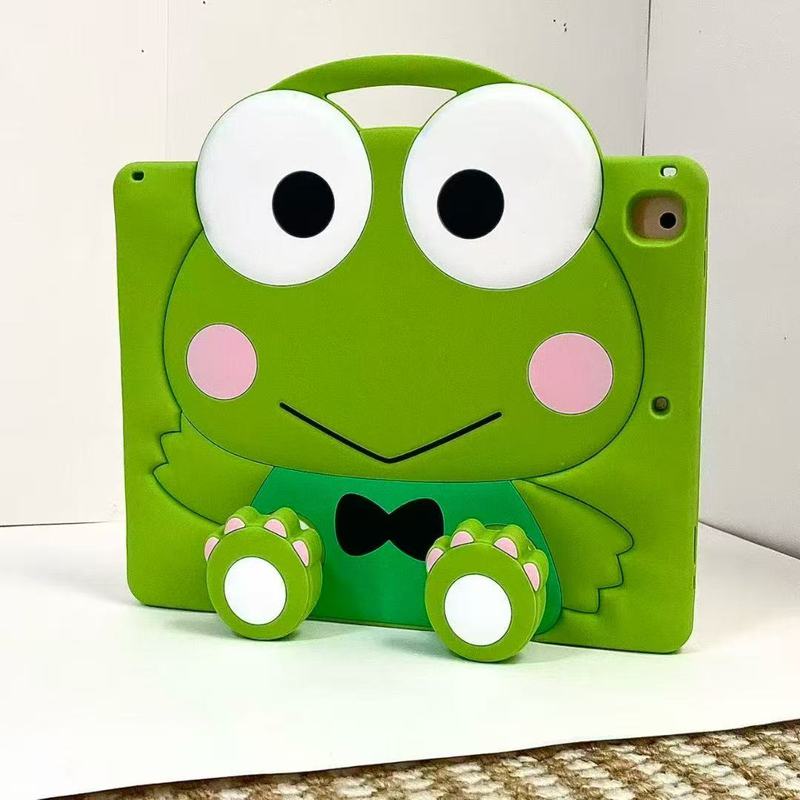 Sanrio 3D Cartoon Frog Fish Bracket Silicone Tablet Case For IPad A16 Air 2 3 4 5 6 10.9 Mini 6 7 Pro 11 9 8 7 10 11 12th 2026 Generation Case