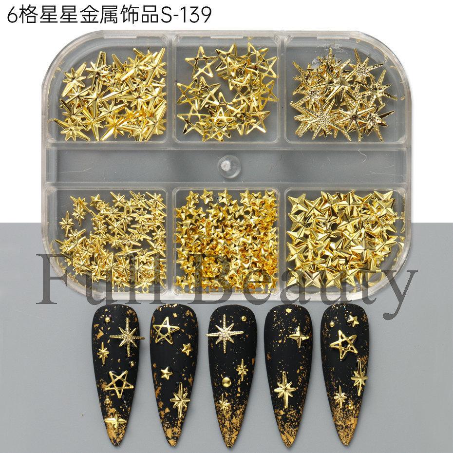 Nail Art Jewelry, Mystery Series Cross Star Moon 6-Grid Mixed Box Nail Jewelry
