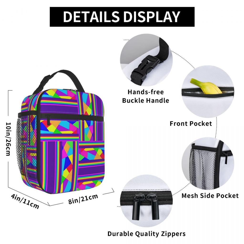 Carnival Shards Mosaics Mardi Gras Masquerade Insulated Lunch Bag for Women Children Leakproof Food Boxes Thermal Lunch Box Tote