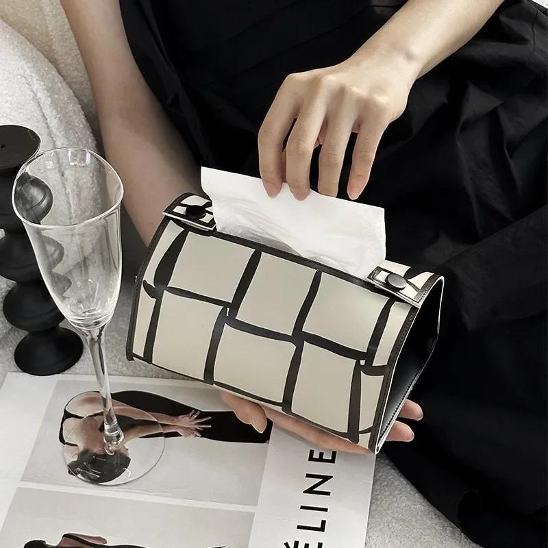 

Tissue Box PU Leather Toilet Paper Dispenser Car Napkin Storage Case Towel Holder Table Decoration Office Desktop Accessories