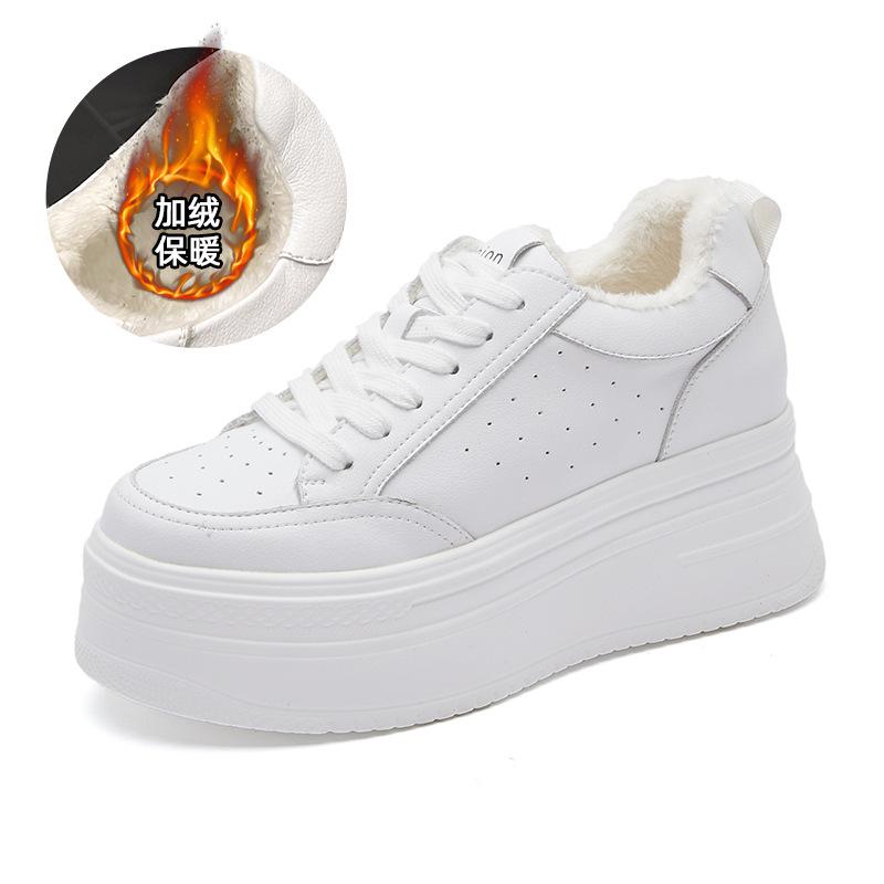 

Classic Genuine Leather Sneakers Women White Shoes Thick Sole Sneakers Ladies Casual Shoes Spring Height Increase Platform Shoes 35