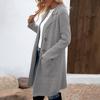 Women's Lapel Long Sleeve Mid-Length Woolen Coat Loose Fit Casual Fall Winter Blazer Jacket