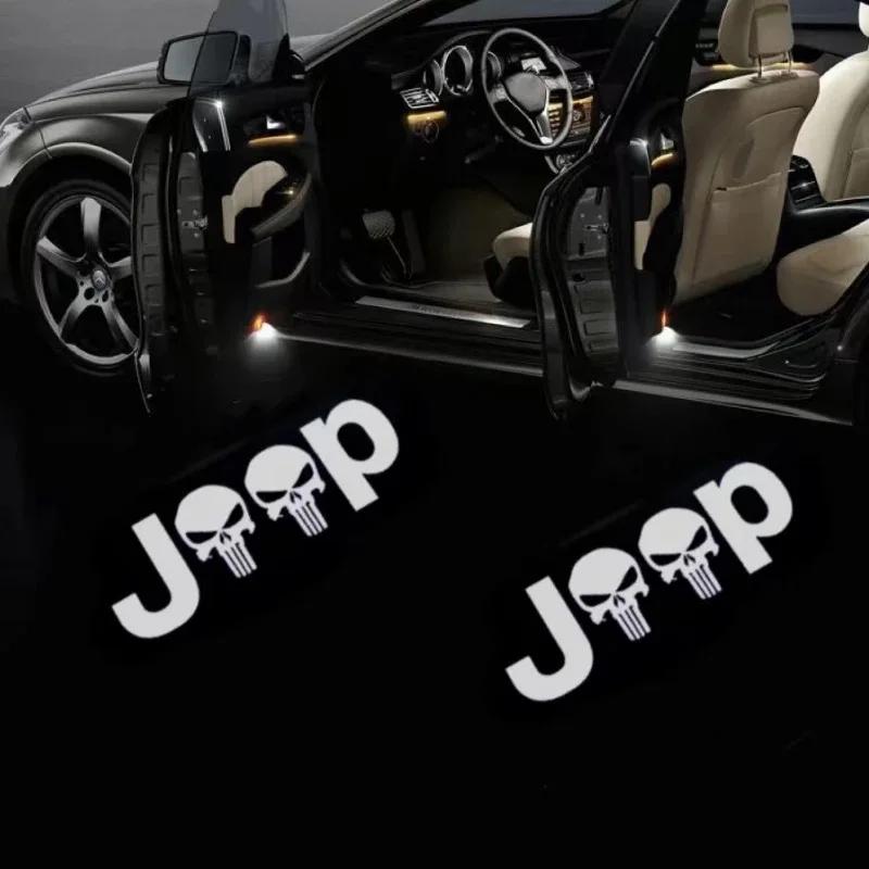 Car Welcome Lighting Auto Accessories Neon Led Projector Light For JEEP Wrangler JK JL TJ Renegade Grand Cherokee logo