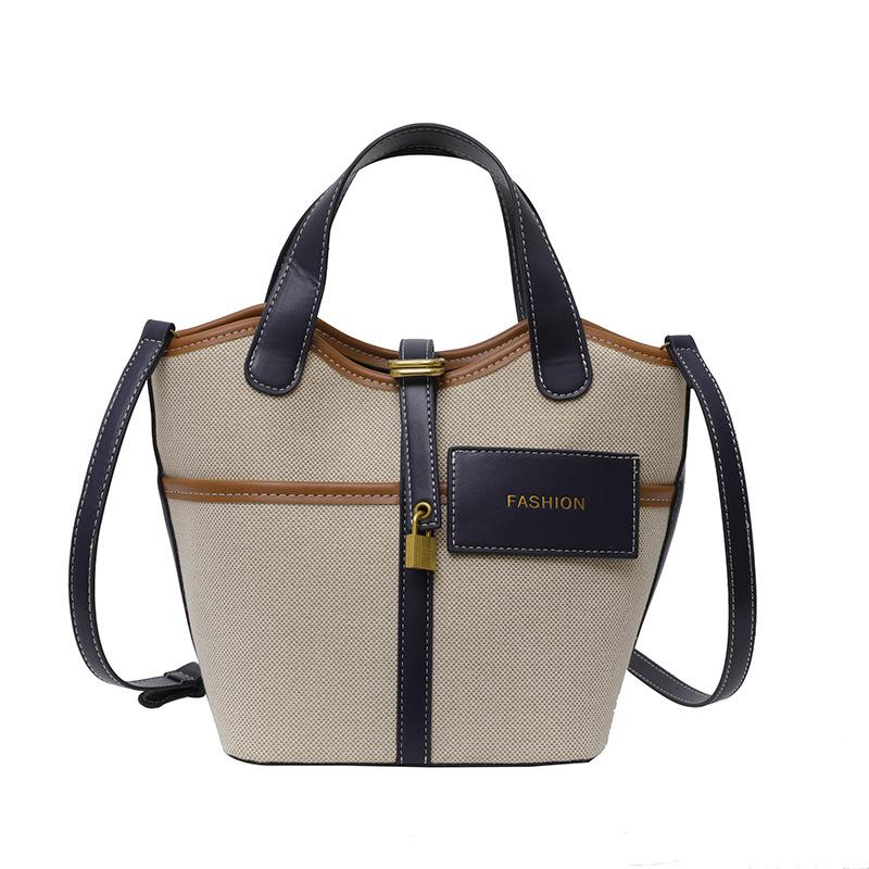 Niche Design Retro Canvas Hand-held Bucket Bag for Women's Spring and Summer New Items Ins Fashion Vegetable Basket Crossbody Bag