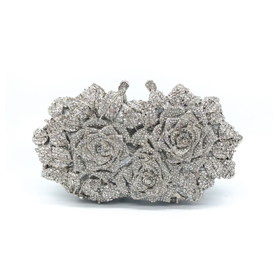Dinner Bag Empty Rose Diamond Dinner Bag Hard Box Women's Bag Annual Meeting Evening Dress Bag Diamond Handbag