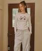 RONRON Double Ribbon Slim Crop Long Sleeve White Silver