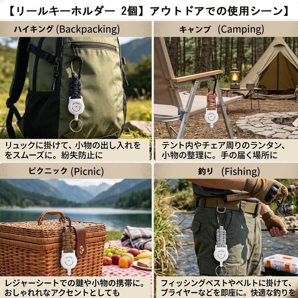 [NaGuQiang] Telescopic Reel Keychain Set of 2, Strong and Sturdy