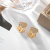 Heart-Shaped Simulated Diamond Zircon Stud Earrings - Women's Shiny Micro-Inlaid Ear Jewelry