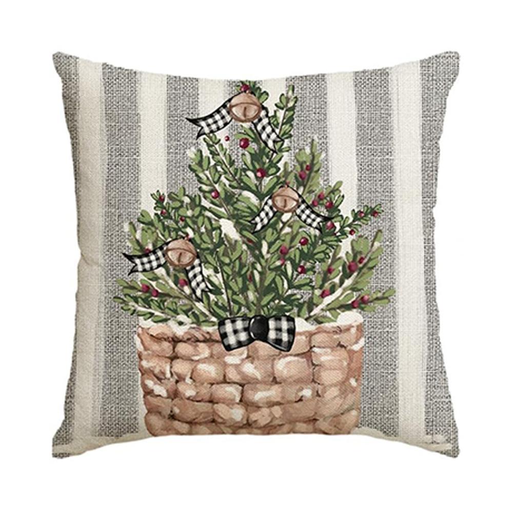 Christmas Linen Pillowcase accesorios para auto Festival Home Decorative Cushions Sofa 45X45 Living Room Sitting Cushion Cover