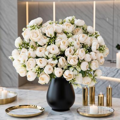 1 Stück Künstliche Blumen Seidenrose Kleines Teeknospen Festival Dekoration Haus Fensterbank Bonsai DIY Zubehör Hochzeit Hintergrundwand DIY