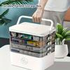 Large Capacity Multi-Layer Durable Plastic Storage Box - Portable, Easy-Clean Organizer for Pills, Office , Bathroom Essentials - Transparent Design