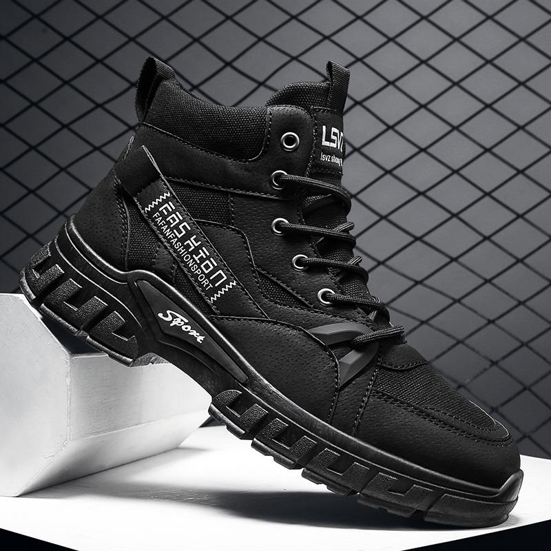 New Fashion Autumn And Winter Men's High Top Martin Boots Students Male Boys Trending Soft Sole Work Shoes Labor Protection Martin Sneakers