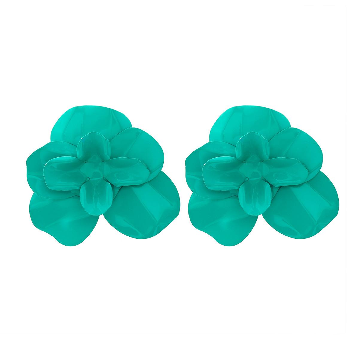 Pinkdudu Candy Color Zinc Alloy Layered Flower Stud Earrings Drip Glazing Earring Summer Jewelry PD2196 зелёный